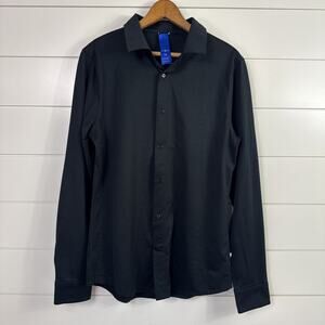 KIT and ACE City Tech Long Sleeve Classic Fit Shirt Button Front Black sz M
